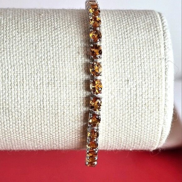 925 Sterling Silver Bracelet with Natural Citrine Gemstone. - Picture 4 of 11